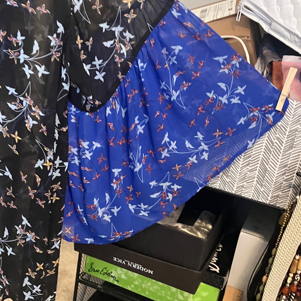 Sheer Black & Blue Floral Kimono Cardigan - Picture 4 of 5
